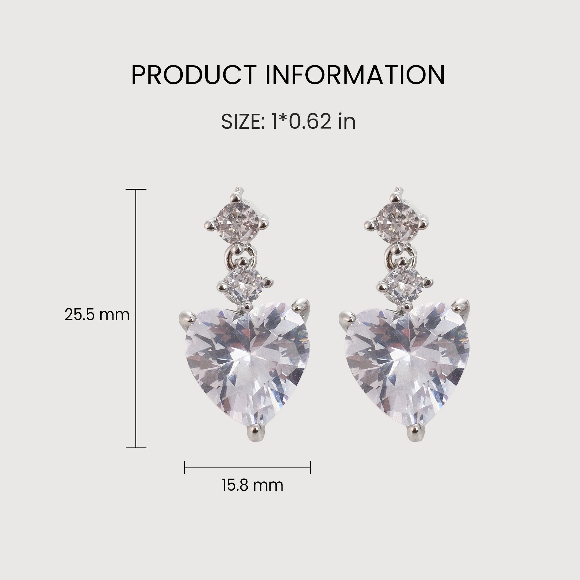 Radiant Heart-Shaped Zirconia Drop Earrings