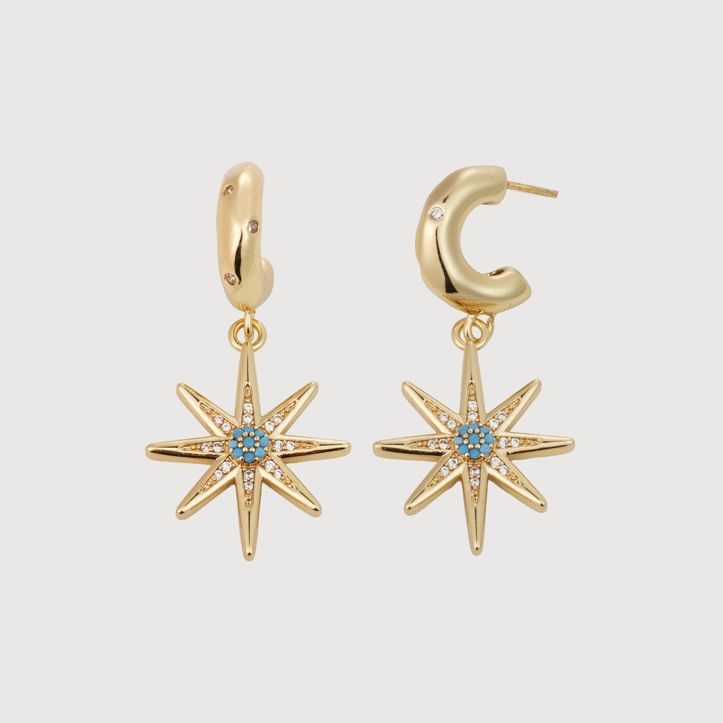 Pendientes Starburst con baño de oro