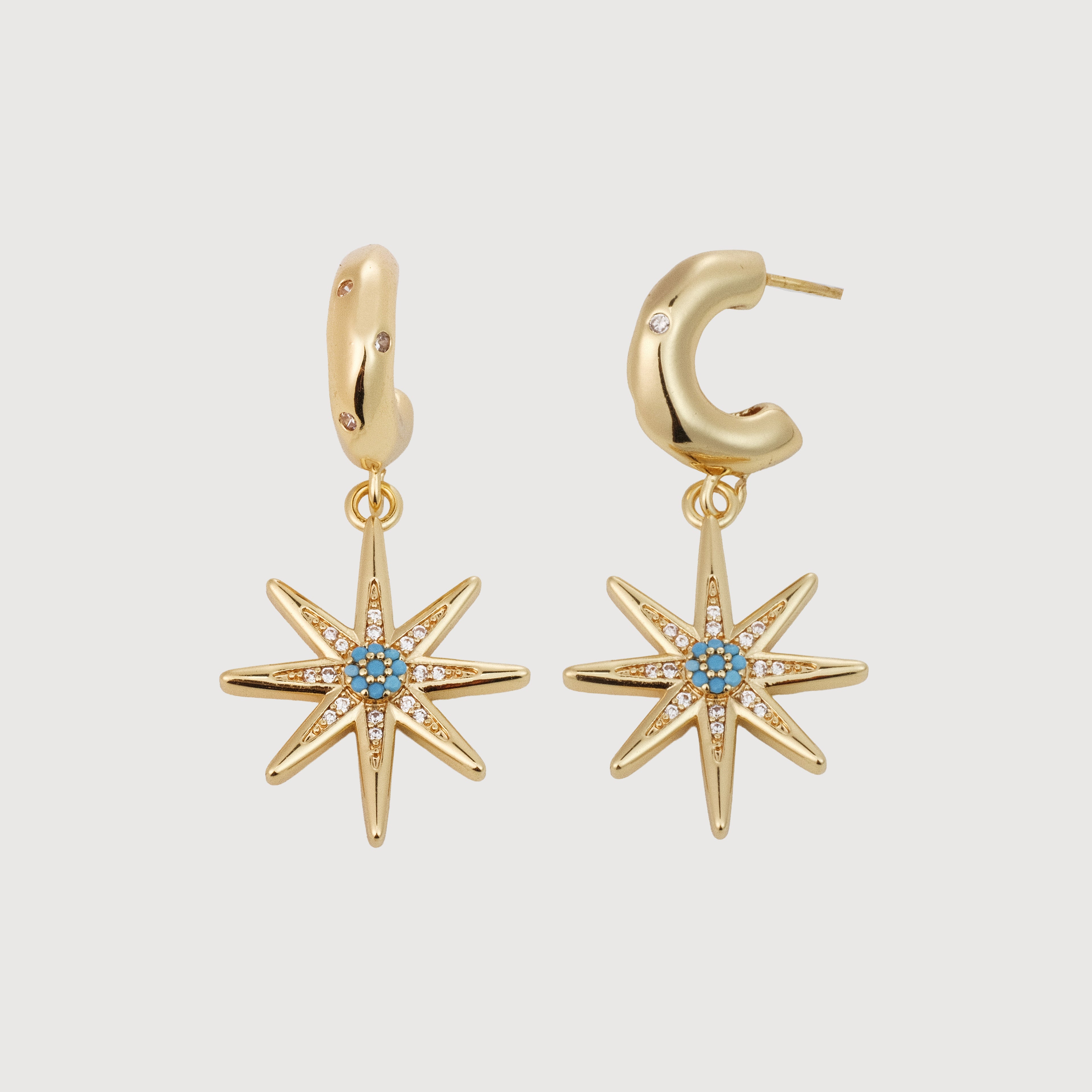 Pendientes Starburst con baño de oro