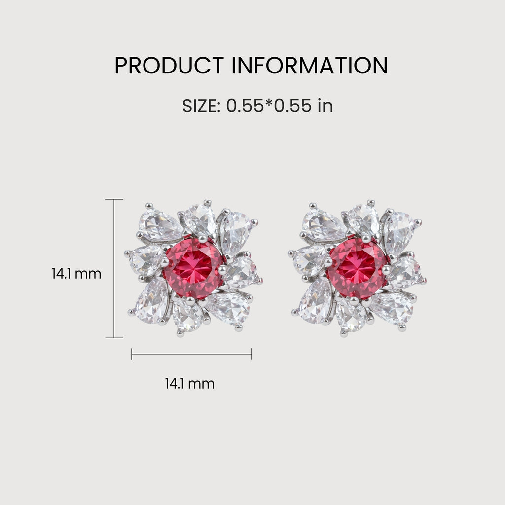 Elegant Ruby Bloom Earrings