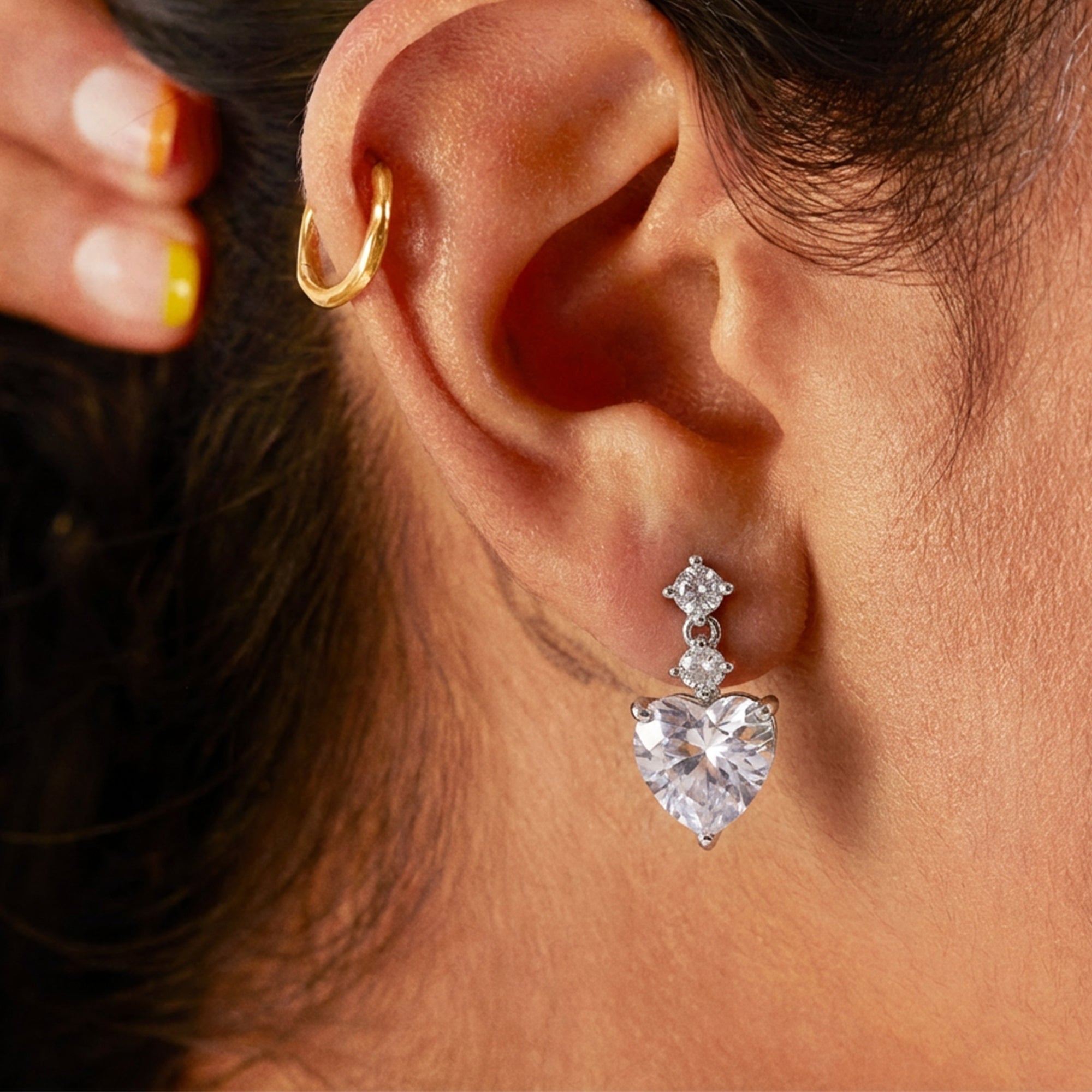 Radiant Heart-Shaped Zirconia Drop Earrings
