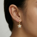 Pendientes estrella de mar de circonita cúbica en oro de 18K