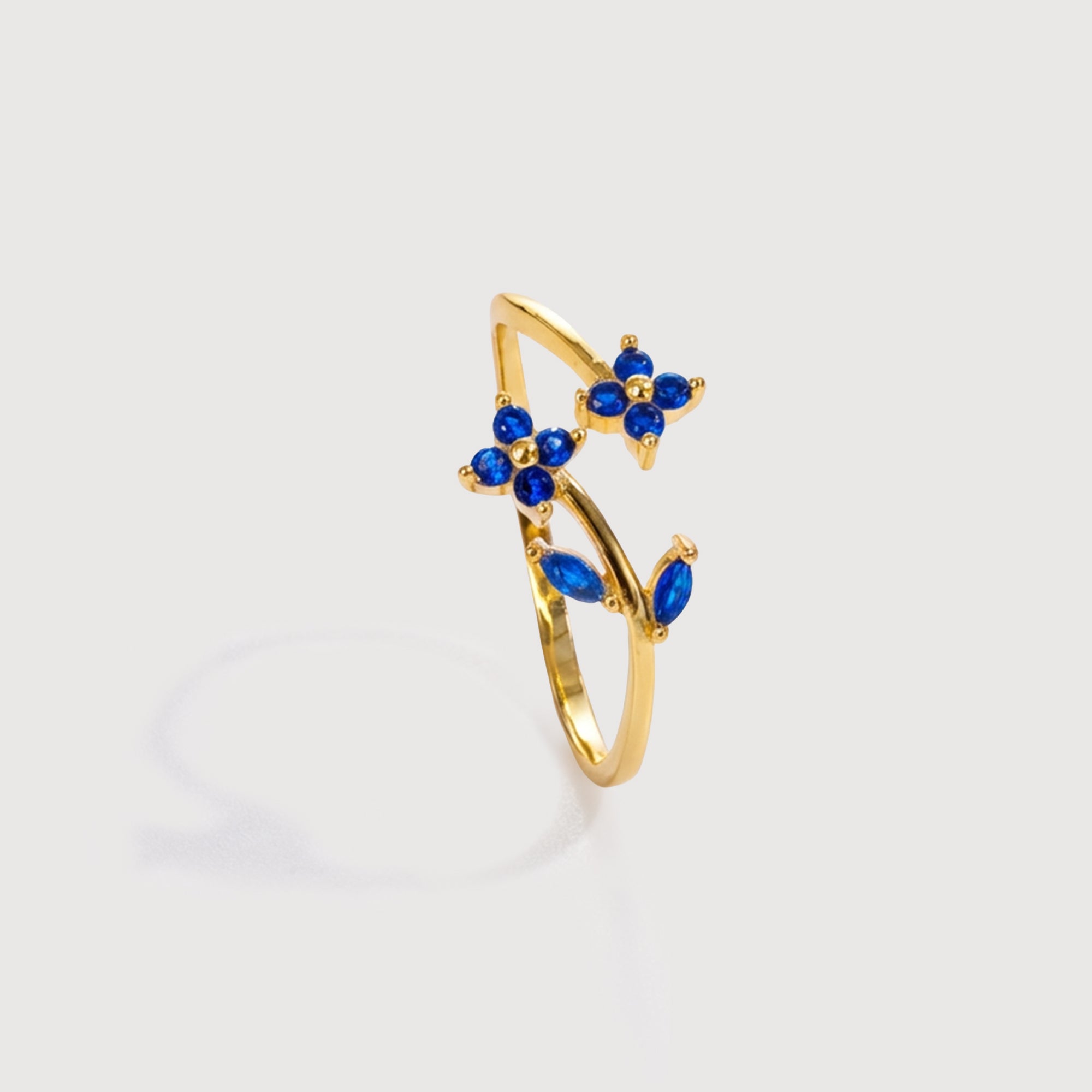 Blue Zirconia Floral Ring