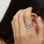 Anillo Abierto de Pluma en Plata de Ley