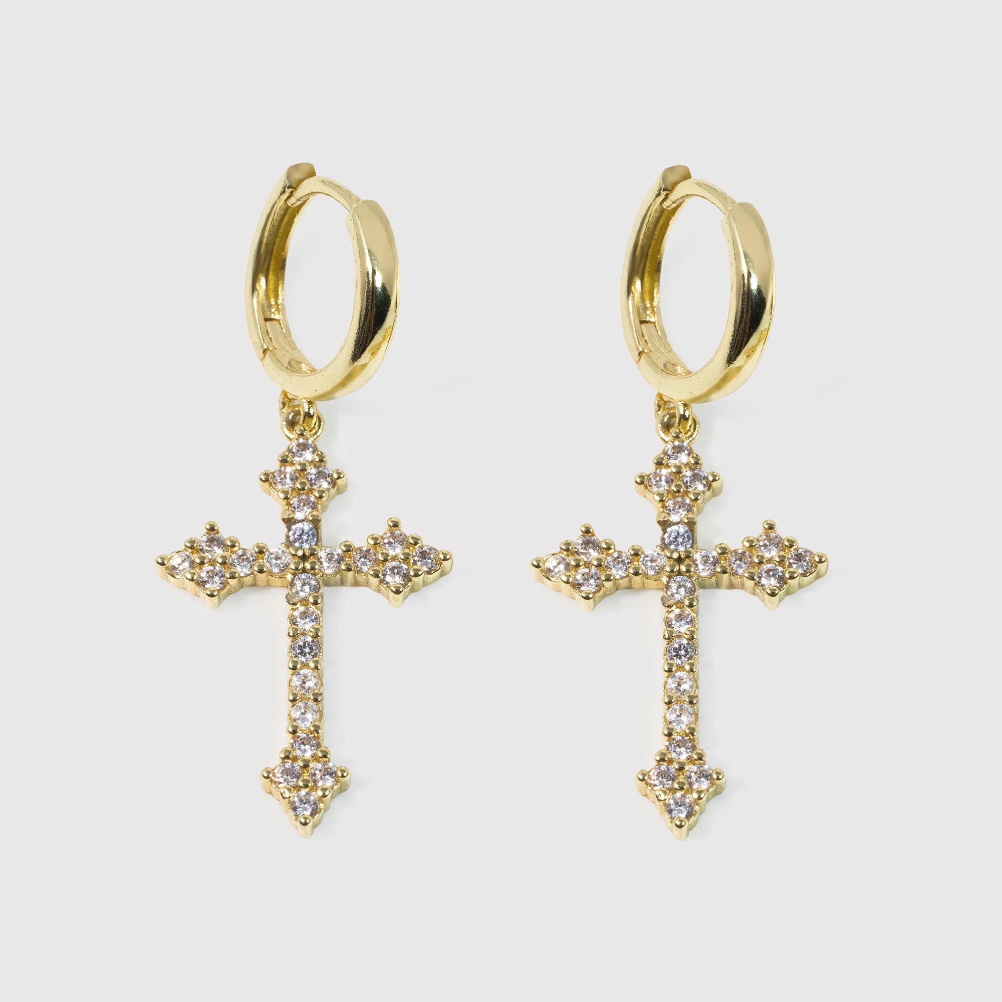 Elevated Cross Charm Hoop Earrings