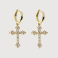 Elevated Cross Charm Hoop Earrings