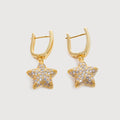Pendientes estrella de mar de circonita cúbica en oro de 18K