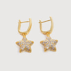 Pendientes estrella de mar de circonita cúbica en oro de 18K