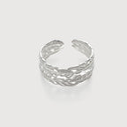 Anillo Abierto de Pluma en Plata de Ley