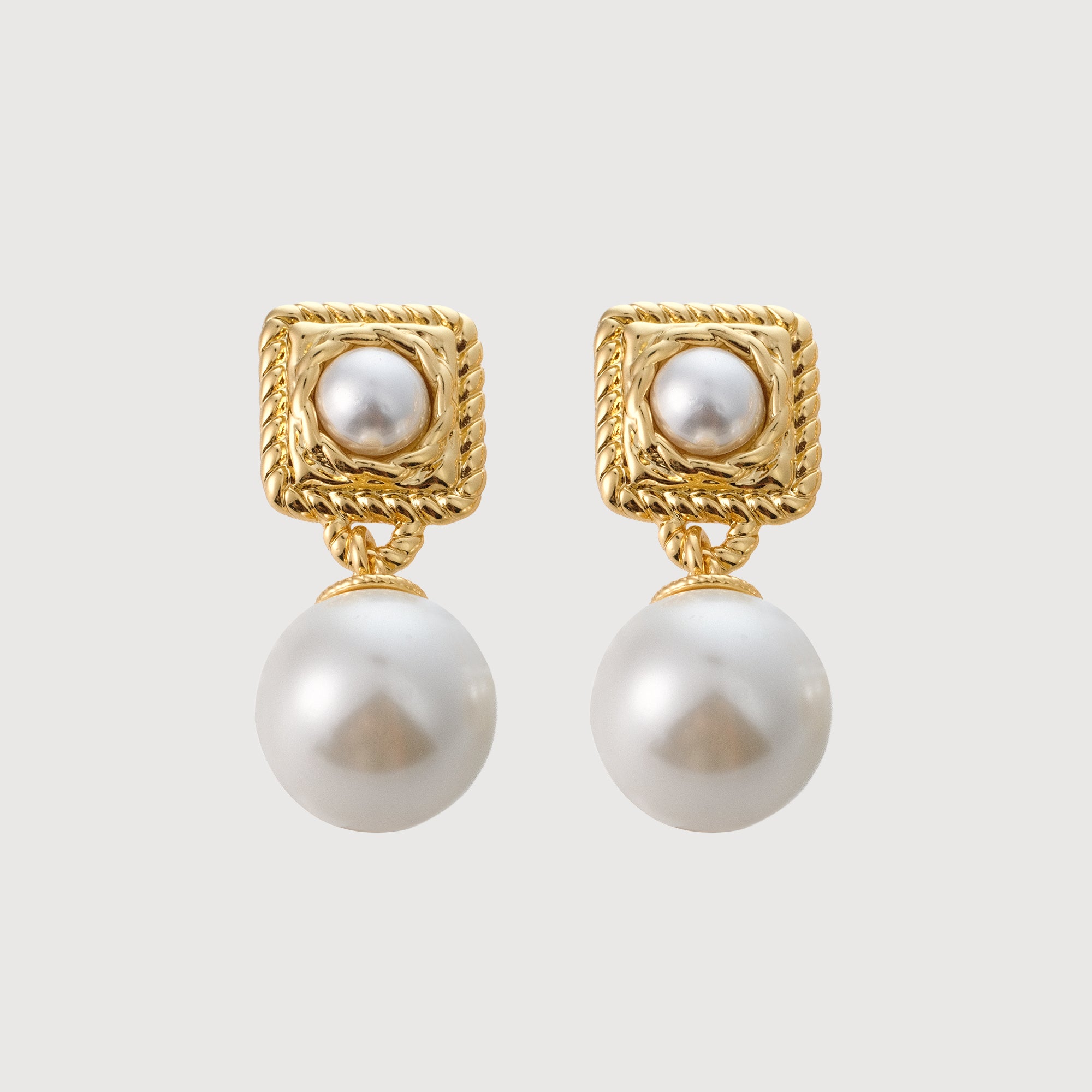 Square Twist Pearl Drop Earrings