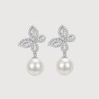 Pendientes colgantes de perlas con mariposa y cristales