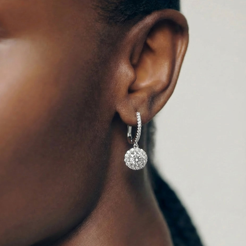 Elegant Crystal Drop Earrings with Pavé Hoops