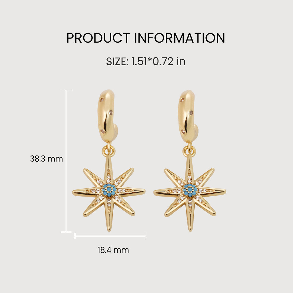 Pendientes Starburst con baño de oro