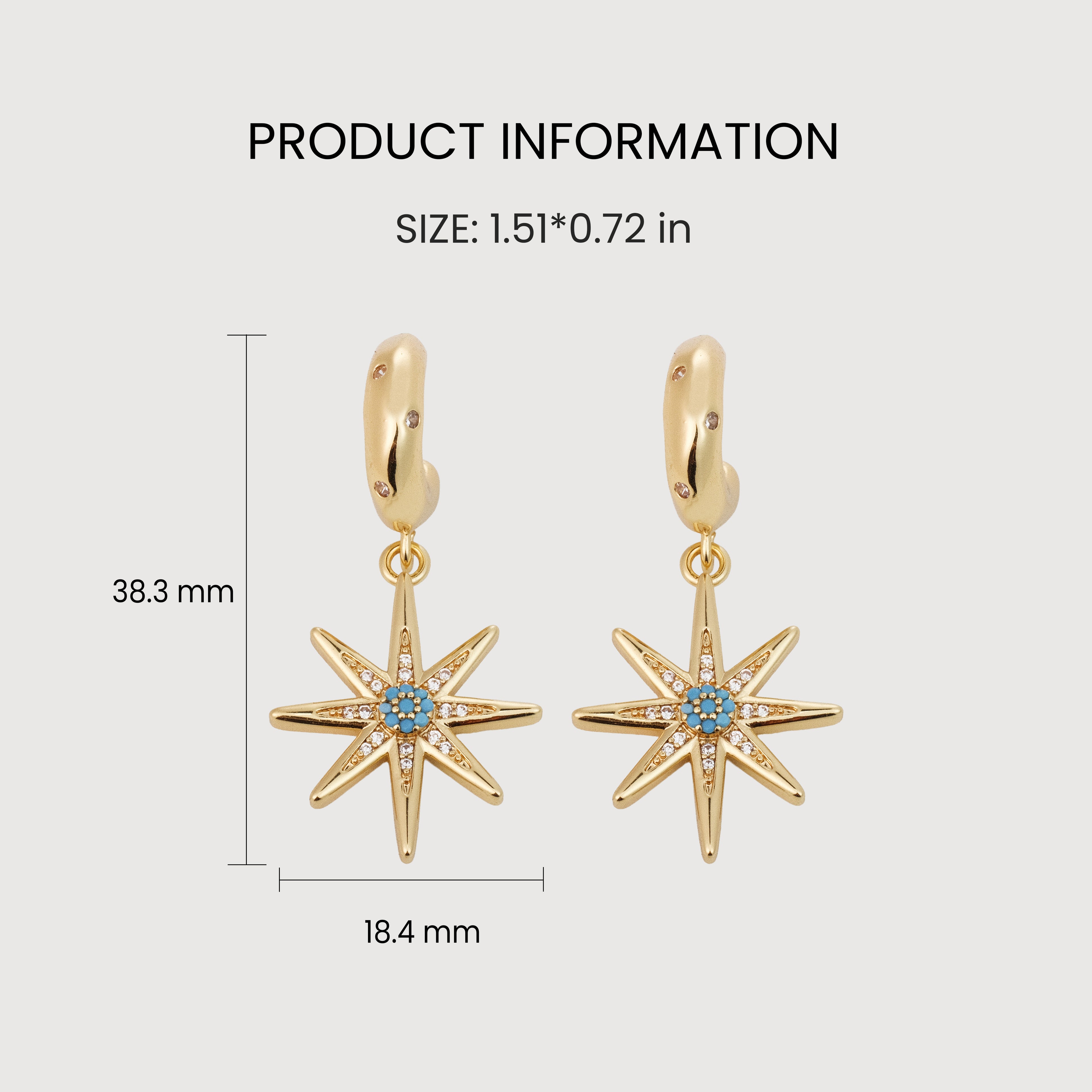 Pendientes Starburst con baño de oro