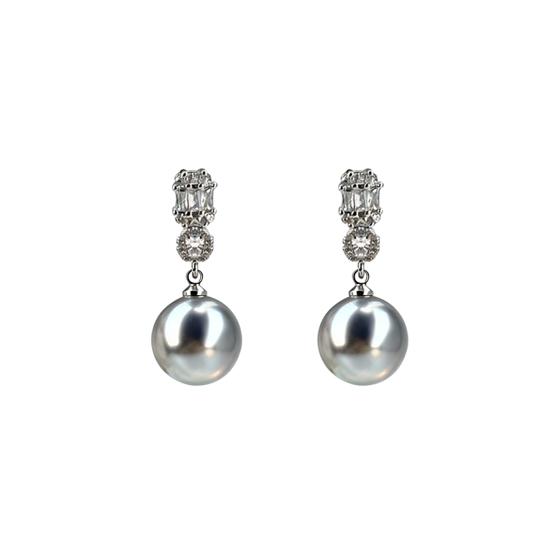 Elegant Pearl Drop Earrings with Sparkling Accents: Perfect Bridal or Formal Accessory!