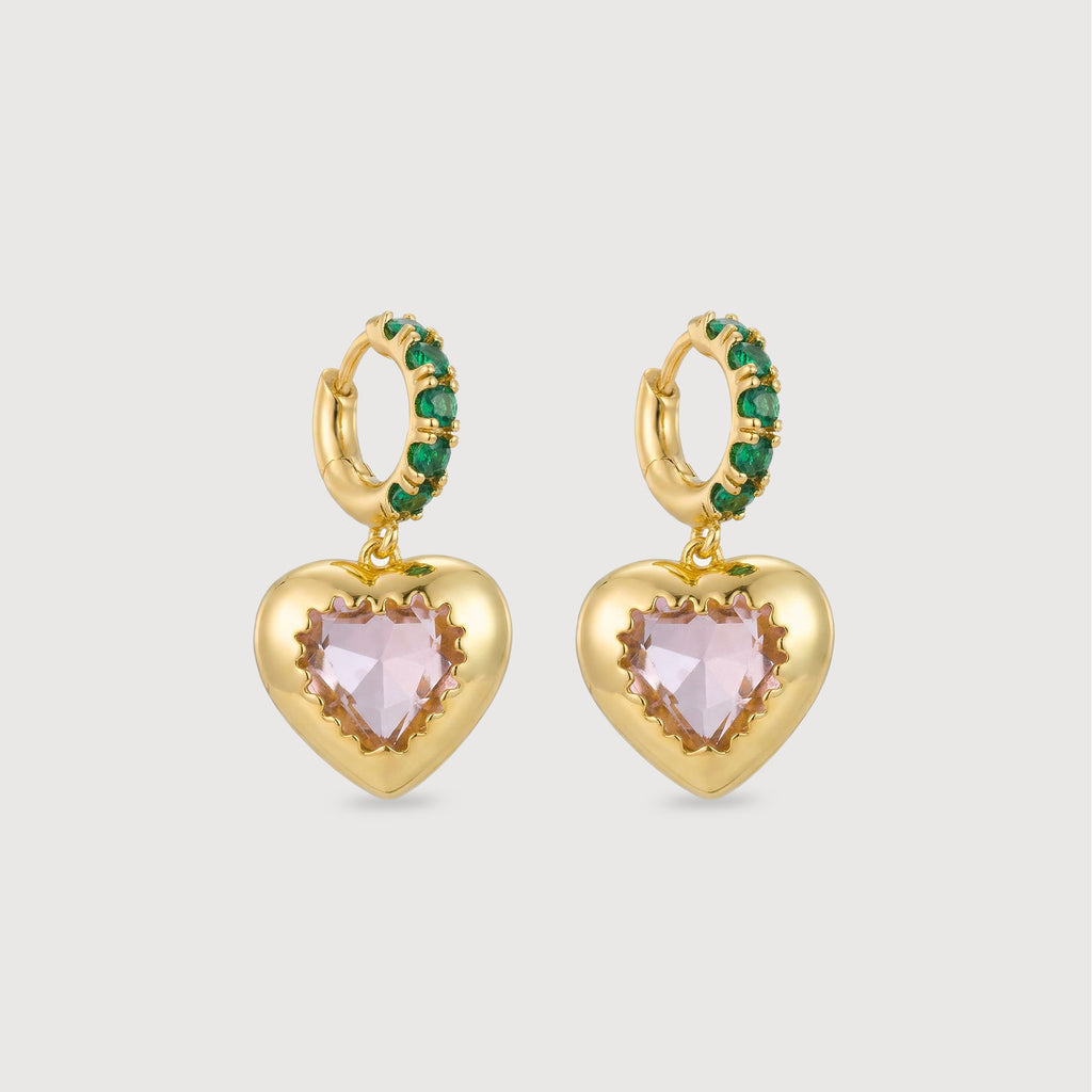 Pendientes colgantes de corazón dorado
