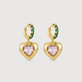 Pendientes colgantes de corazón dorado