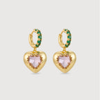 Pendientes colgantes de corazón dorado