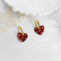 Sparkling Red Heart Hoop Earrings with Diamond Accents