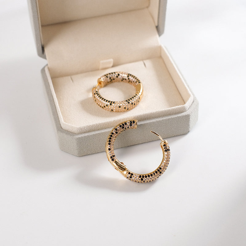 Geometric Pavé CZ Hoop Earrings