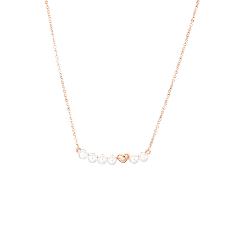 Elegant Rose Gold Pearl Heart Necklace - Dainty Chain, Classic & Chic Everyday Fine Jewelry for Women