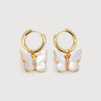Pendientes de aro perla con mariposa