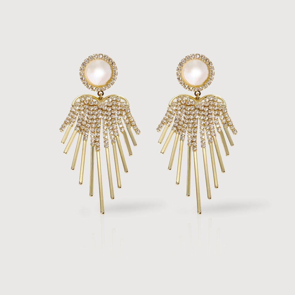 Pendientes de Borla con Corazón de Perla