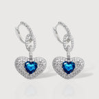 Pendientes de gota de corazón con circonita azul elegante