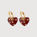 Pendientes de aro de corazón rojo