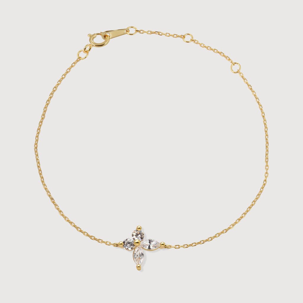 Pulsera de Zirconia de Cuatro Piedras Lujosa