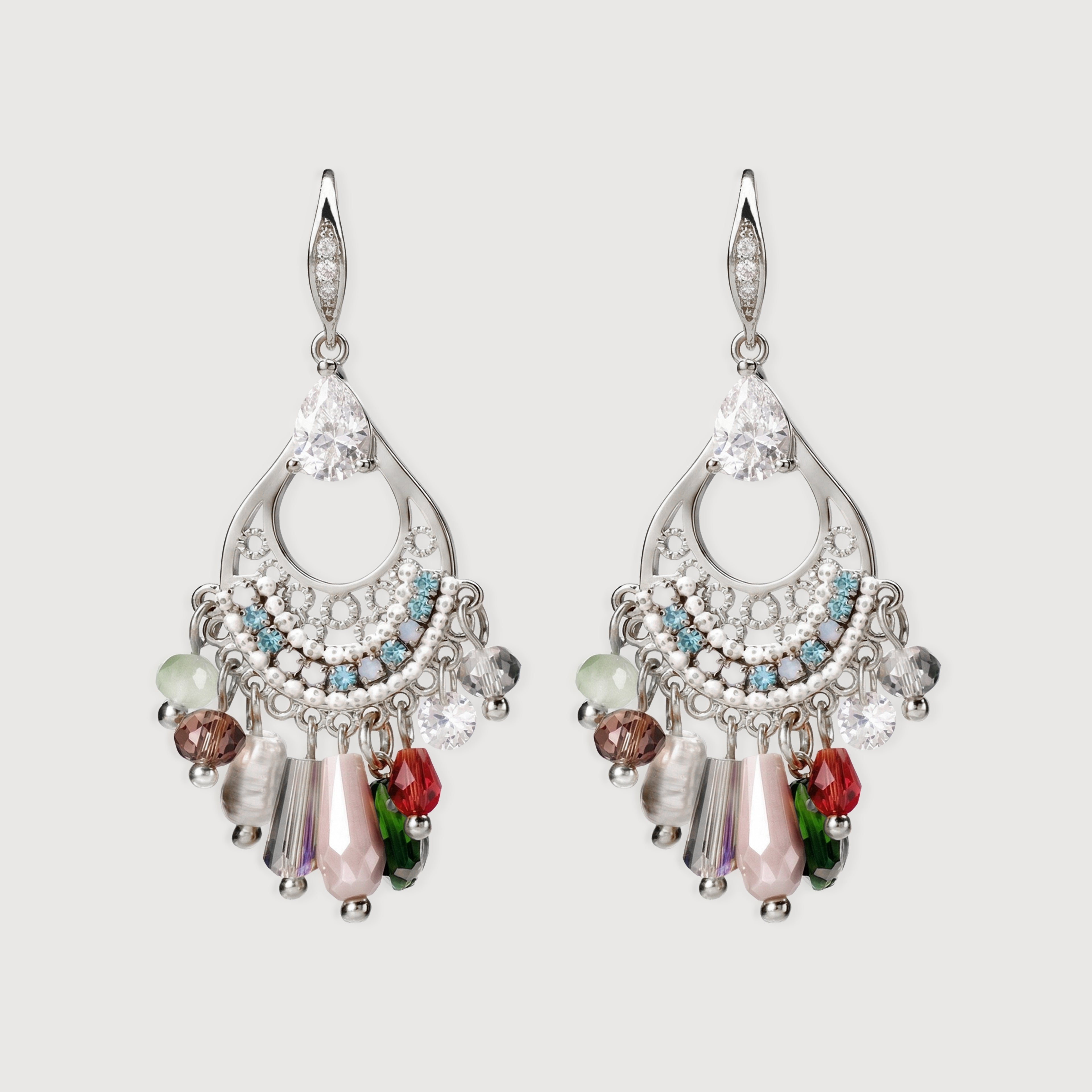 Pendientes colgantes de cristal con dije