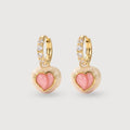 Pendientes de dije de corazón rosa