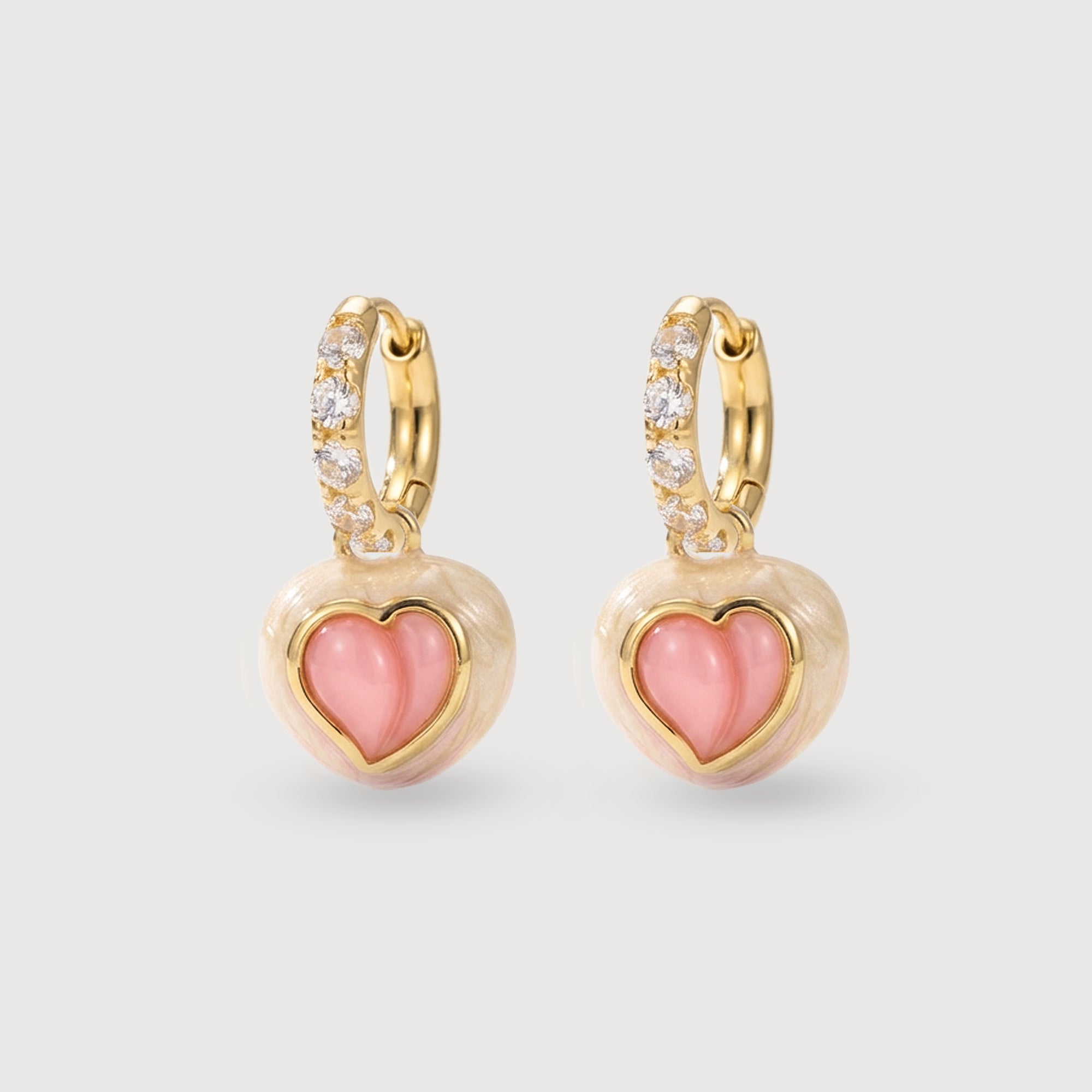 Pendientes de dije de corazón rosa