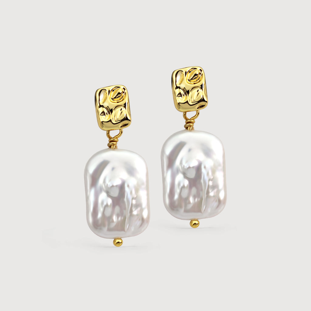 White Baroque Pearl Earrings