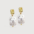 White Baroque Pearl Earrings