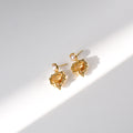 Golden Heart Stud Earrings with Pearl