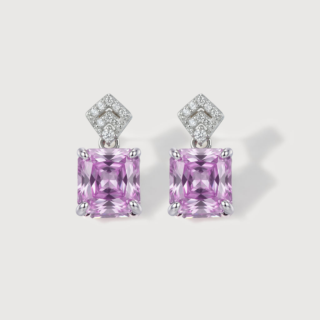 Pendientes colgantes de circonita morada