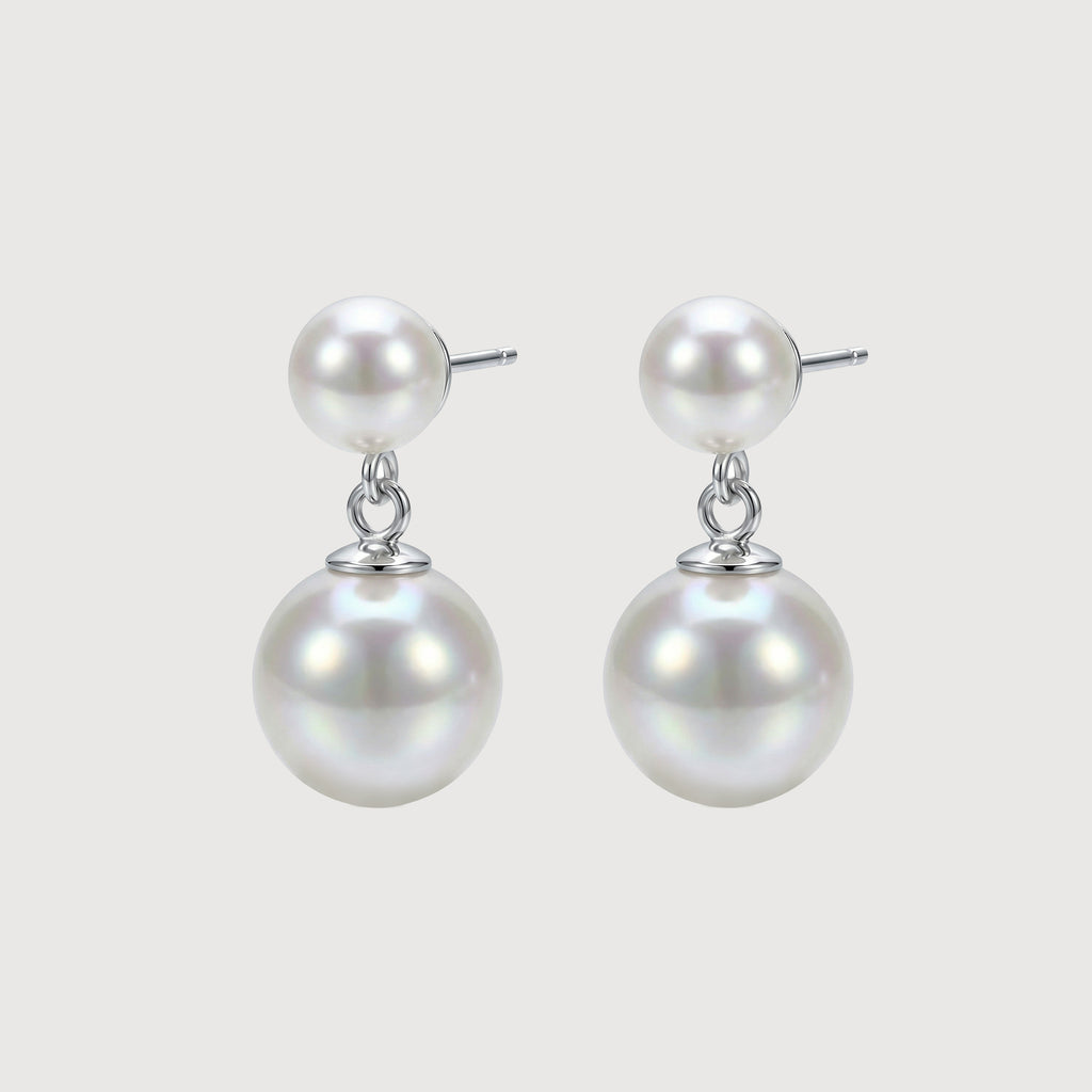 Pendientes de doble perla colgante