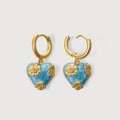 Pendientes de aro con corazón azul