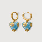Pendientes de aro con corazón azul
