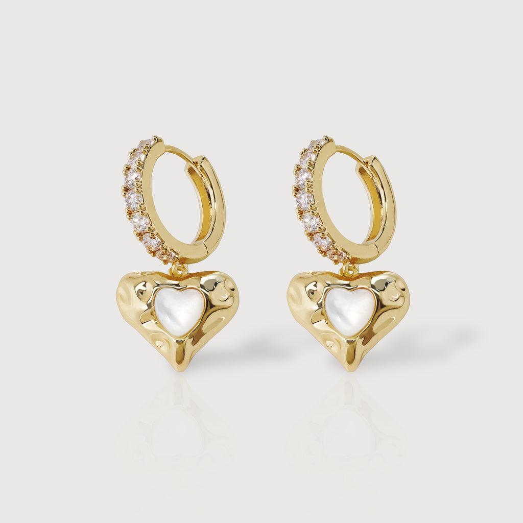 Zirconia Heart Drop Hoops