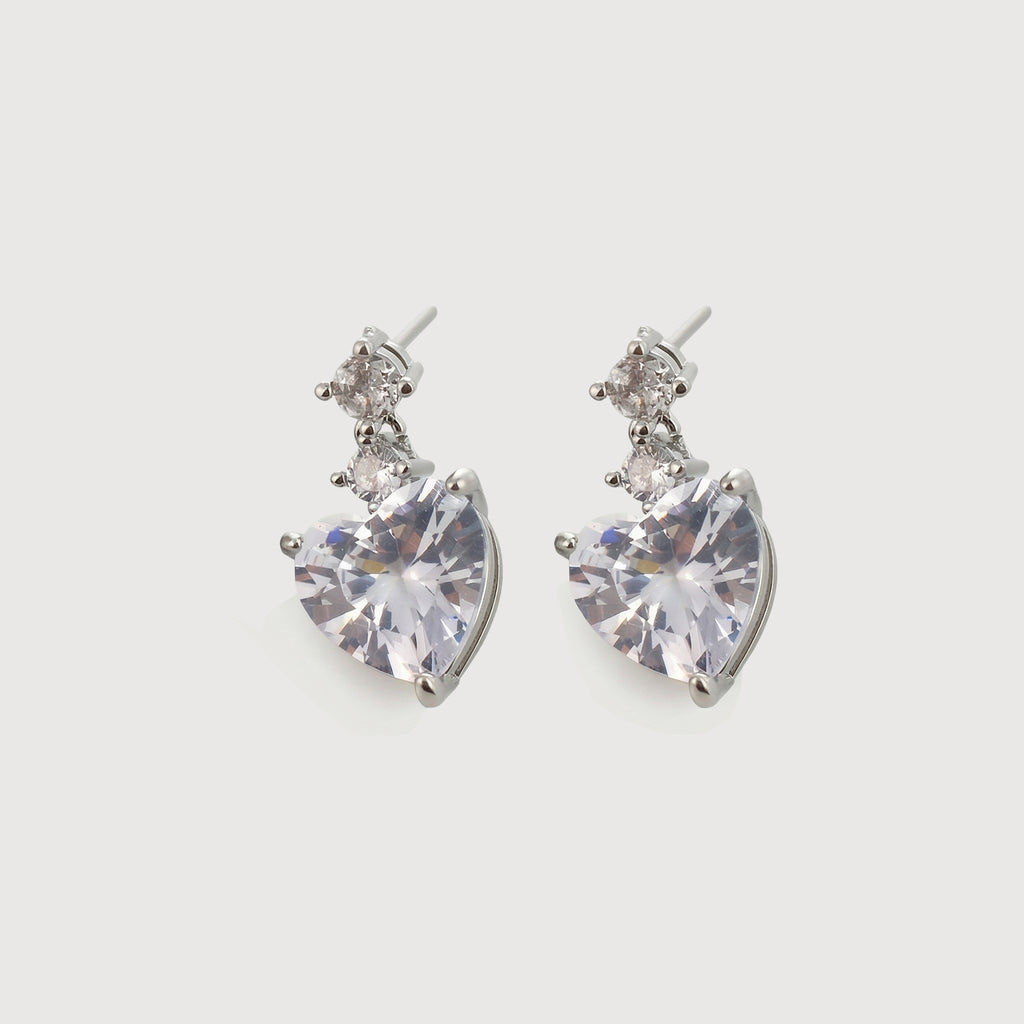 Pendientes colgantes de circonitas radiantes con forma de corazón