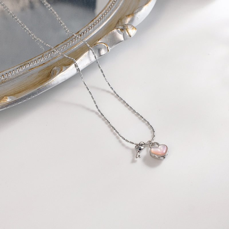 Heart Lock & Key Necklace with Mother of Pearl | Timeless Love Gift for Her