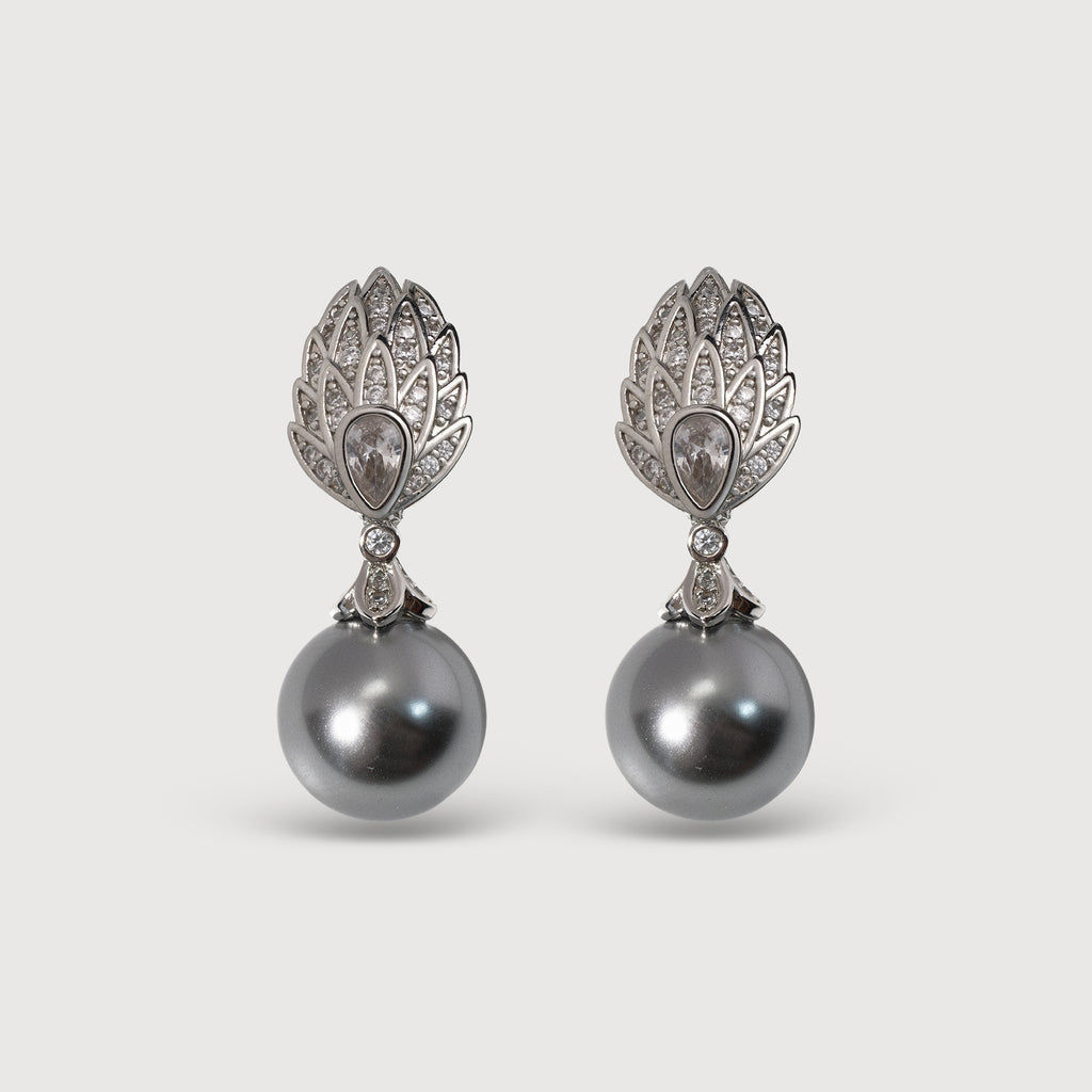 Pearl Leaf Drop Earrings