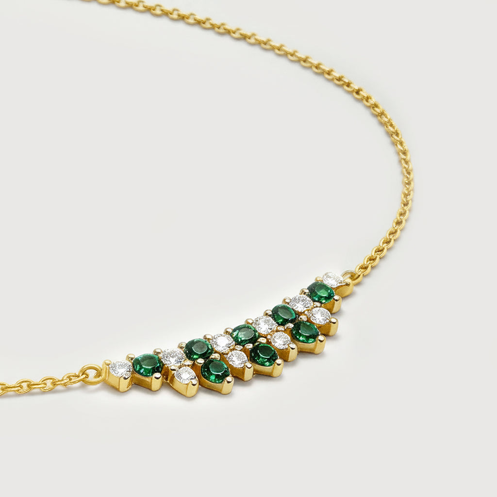 Collar de barra de esmeraldas y diamantes