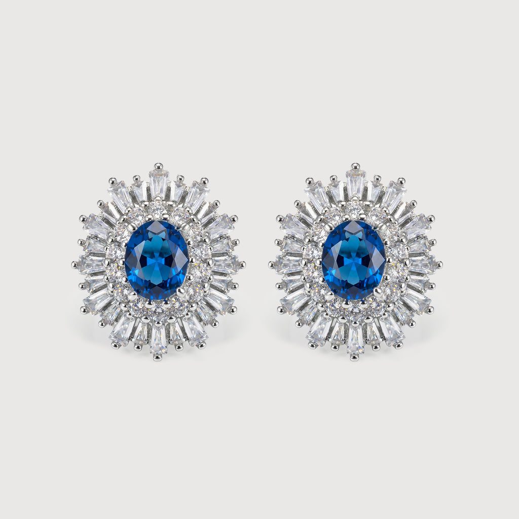 Pendientes de Botón Rayos de Sol Azules