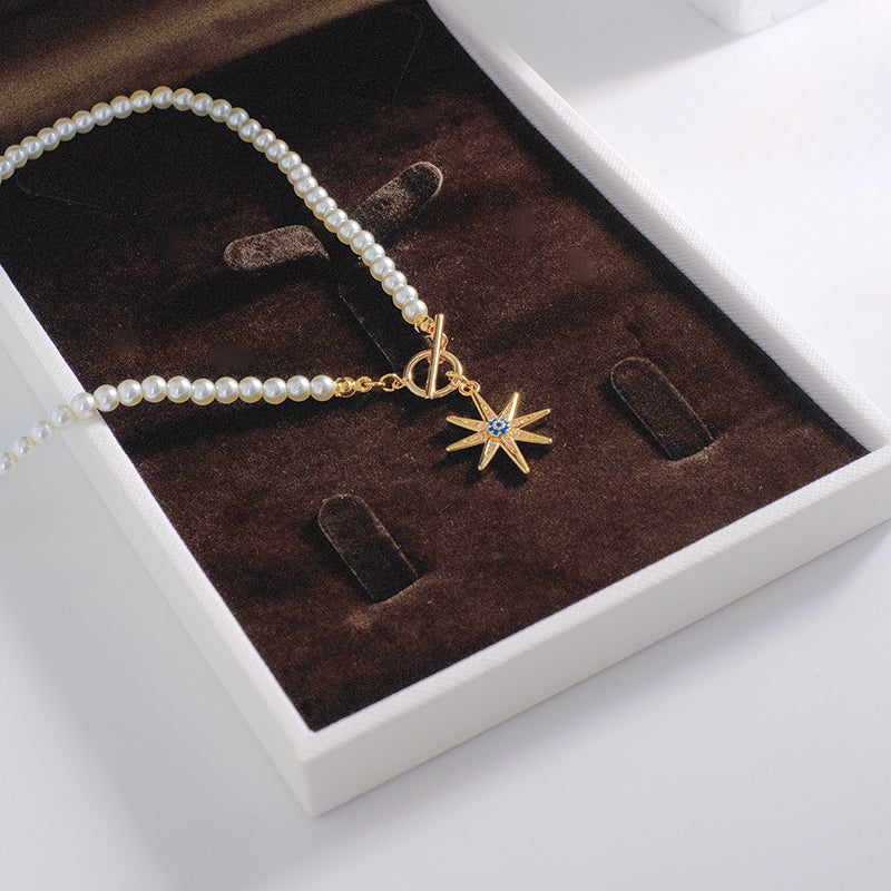 Pearl Chain Star Pendant Necklace
