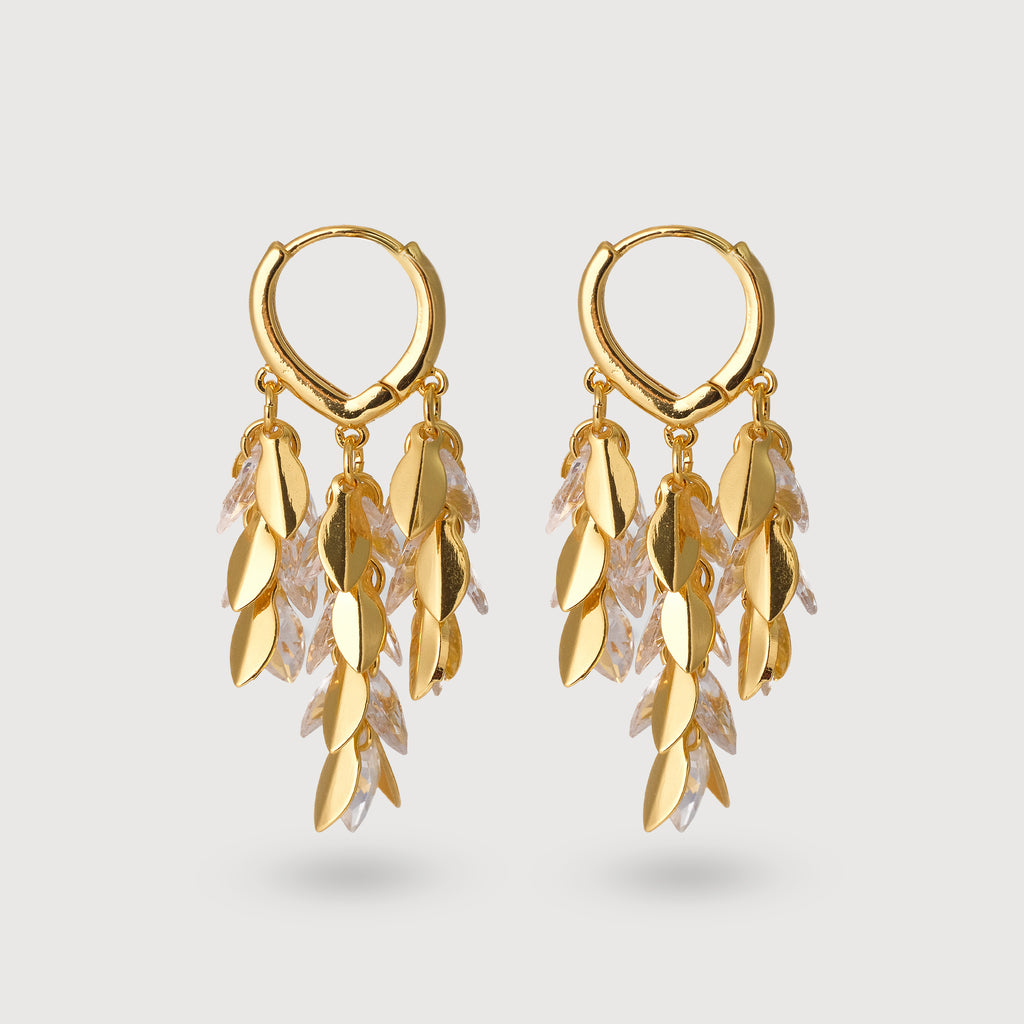 Pendientes de aro con flecos dorados