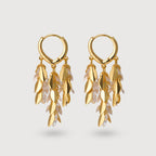 Pendientes de aro con flecos dorados