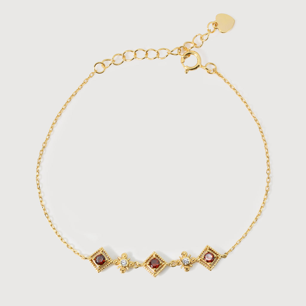 Pulsera Regal Roja de Zircón y Oro